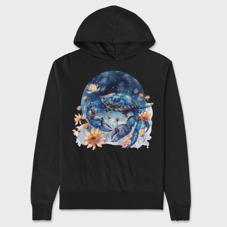 Crab Floral Night, Hanorac Oversize Barbati (Unisex)