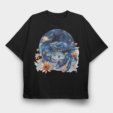 Crab Floral Night, Tricou Oversize Barbati (Unisex)