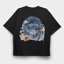 Crab Floral Night, Tricou Oversize Barbati (Unisex)