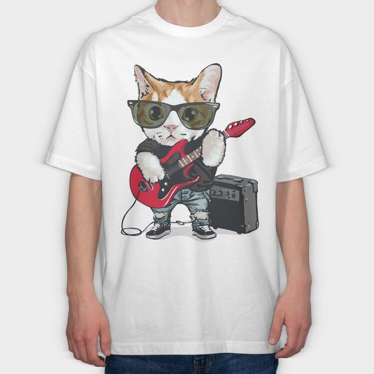 Cat Rockstar, Tricou Oversize Barbati (Unisex)