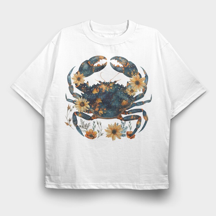 Crab Floral Nightmare, Tricou Oversize Barbati (Unisex)