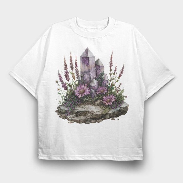 Crystals And Flowers, Tricou Oversize Barbati (Unisex)