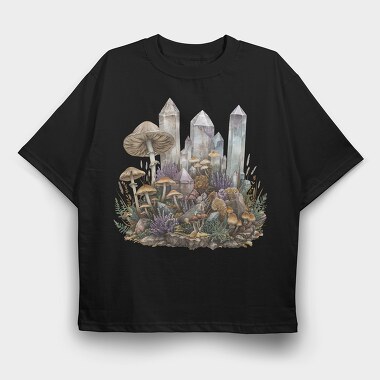 Crystals And Mushrooms, Tricou Oversize Barbati (Unisex)