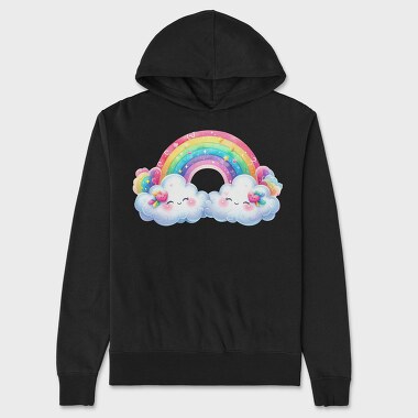 Cute Rainbow Clouds, Hanorac Oversize Barbati (Unisex)