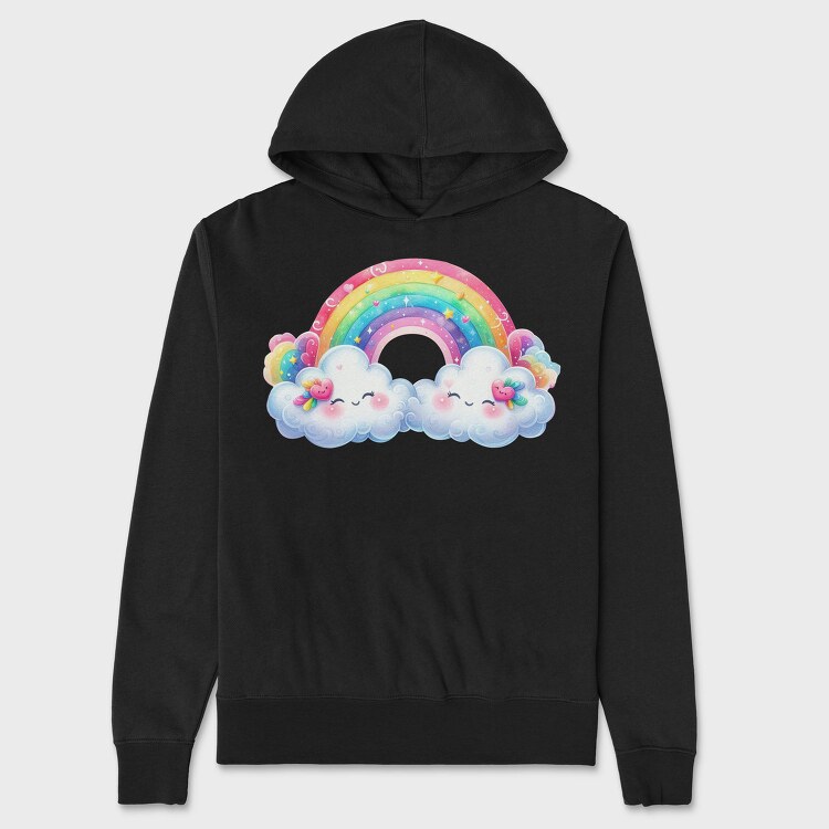 Cute Rainbow Clouds, Hanorac Oversize Barbati (Unisex)