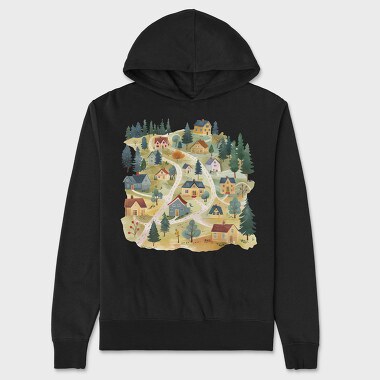 Cute Scandinavian Village, Hanorac Oversize Barbati (Unisex)