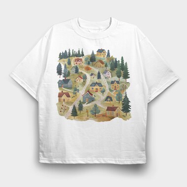 Cute Scandinavian Village, Tricou Oversize Barbati (Unisex)