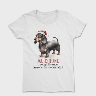 Dachshund Christmas Hat, Tricou Femei