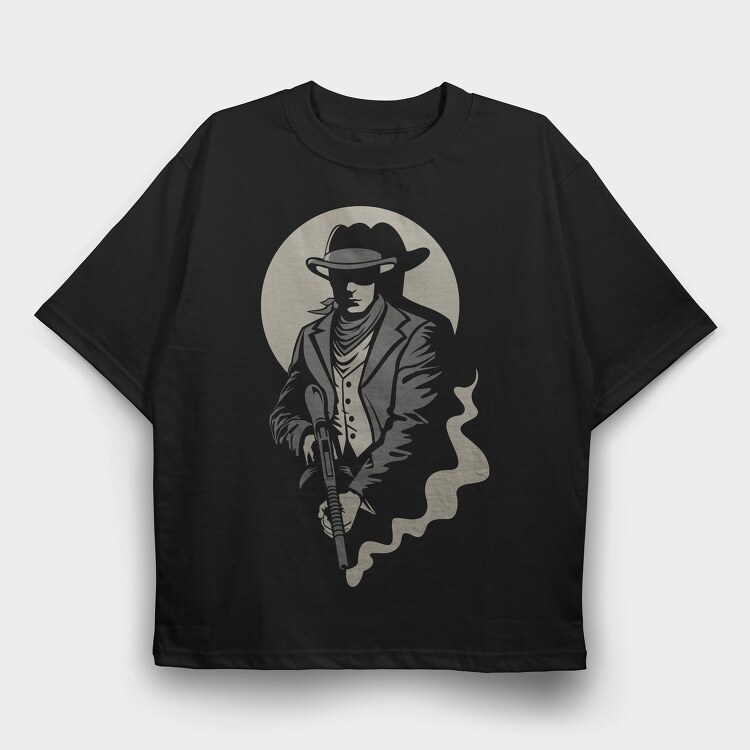 Cowboy Smoke Gun, Tricou Oversize Barbati (Unisex)