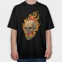 Flaming Skull, Tricou Oversize Barbati (Unisex)