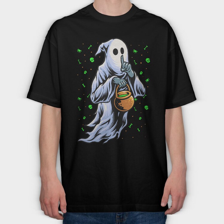 Halloween Ghost Trick Or Treat, Tricou Oversize Barbati (Unisex)