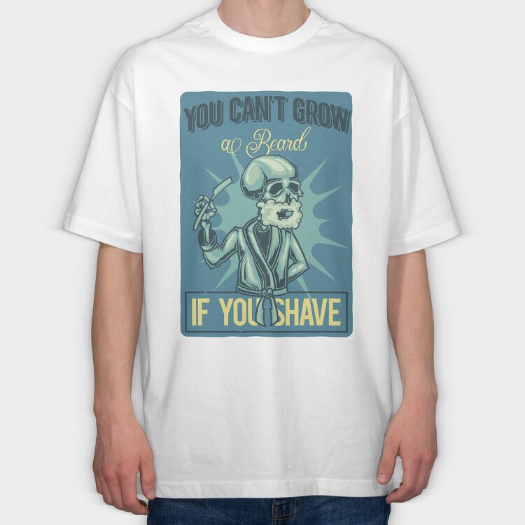 Skull Beard Shave, Tricou Oversize Barbati (Unisex)