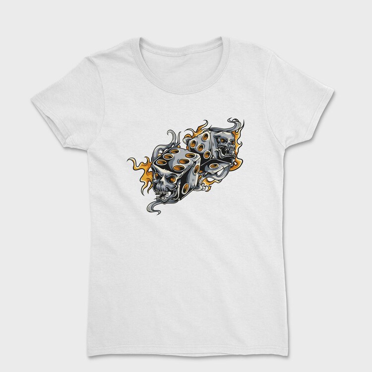 Skull Dice Flames, Tricou Femei