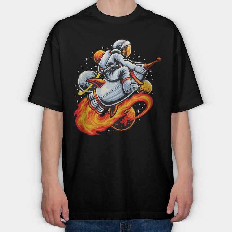 Space Rocket Rider 1, Tricou Oversize Barbati (Unisex)